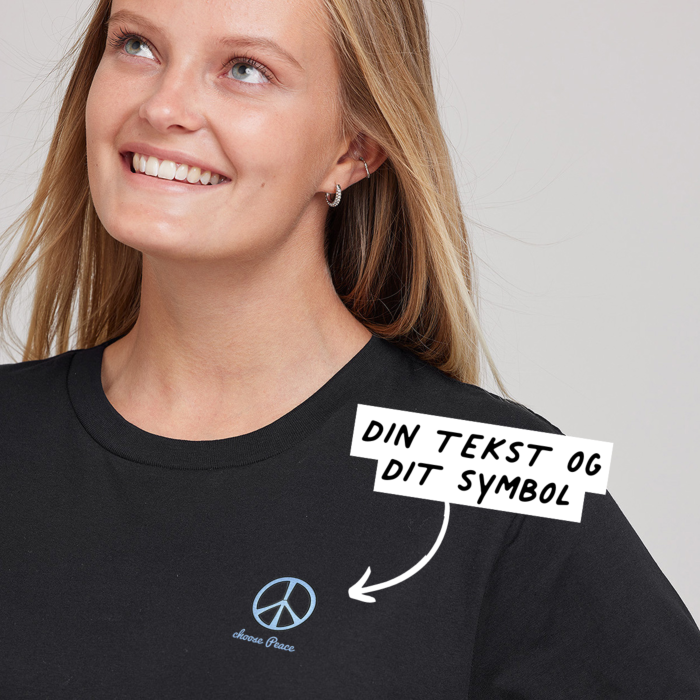 Broderet T-shirt med tekst og symbol